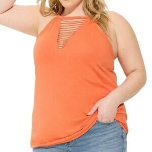 Torrid Vintage Cotton High Neck Slash Cami Nasturtium Orange Size 2X (18-20) NWT